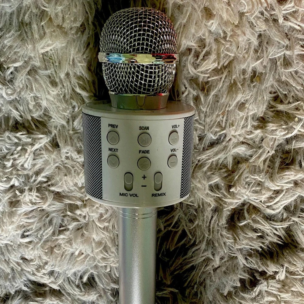 Wireless Silver Microphone with Speaker